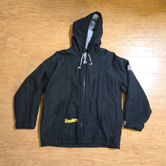 Vintage 90s Pittsburgh Steelers Starter Pro Line Jacket- Black - Large - Picture 1 of 10
